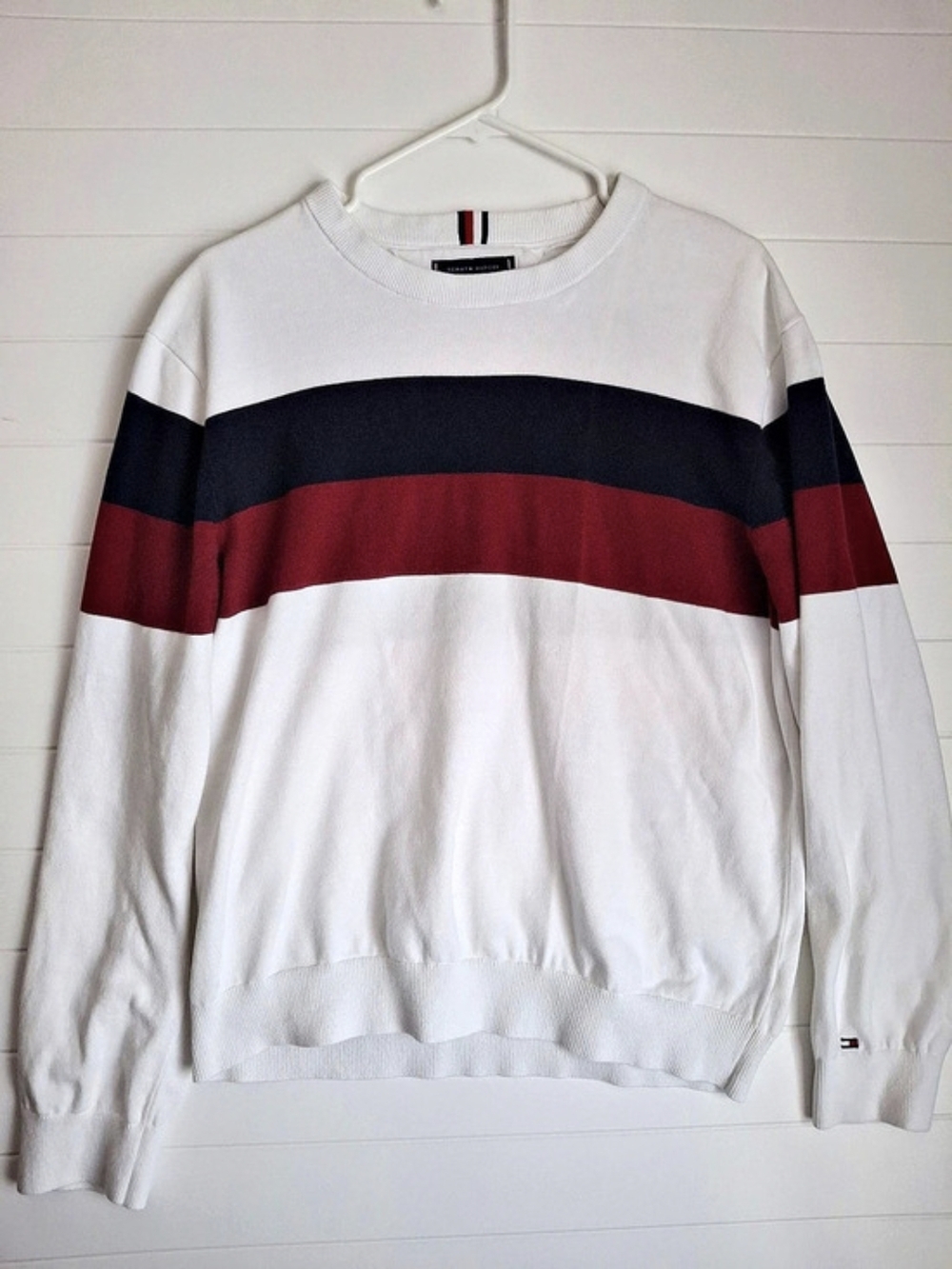 Tommy Hilfiger Crewneck Sweater Color Block Cotton Sweater XL
